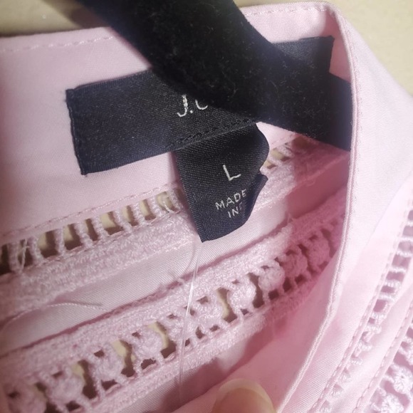 NEW J.Crew Crocheted Lace Ruffle Top Pink Large - Picture 7 of 11
